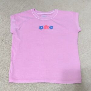 Girls Cat & Jack Pink/Purple T-Shirt with Floral Accents size 10/12